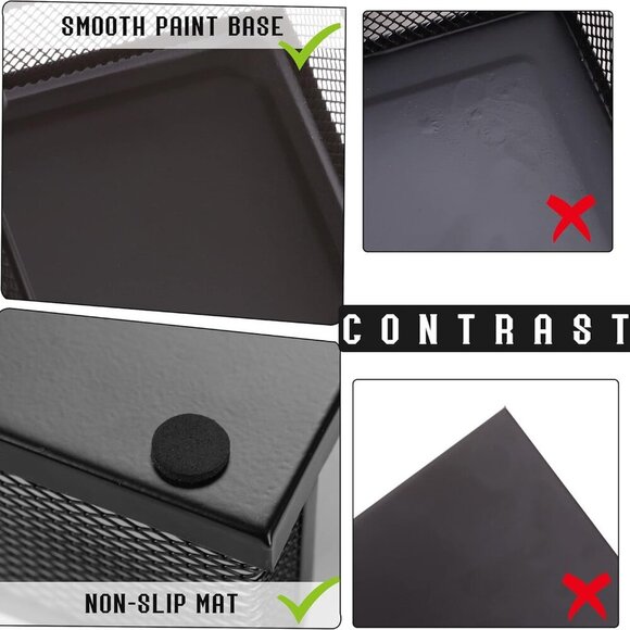 Desk Organizers Mesh Pencil Holder,3 Compartments Black Mesh Pen Holder Storage - Picture 5 of 7